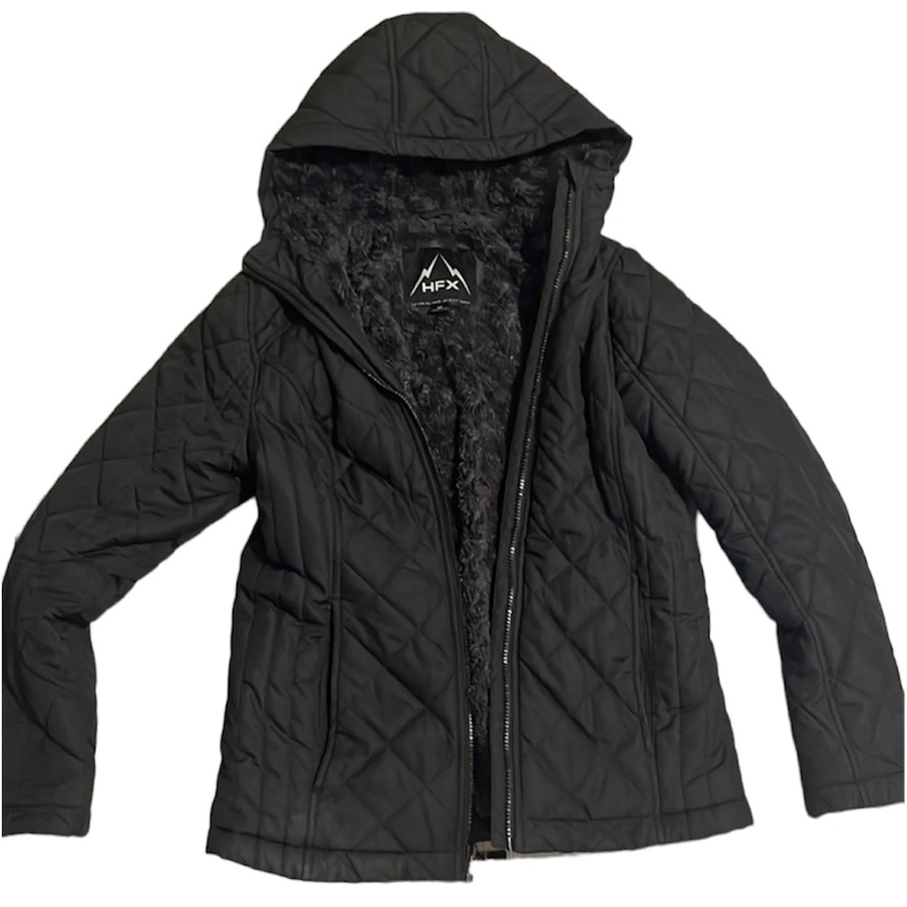 HFX Ladies Black Quilted Winter Coat Size Medium